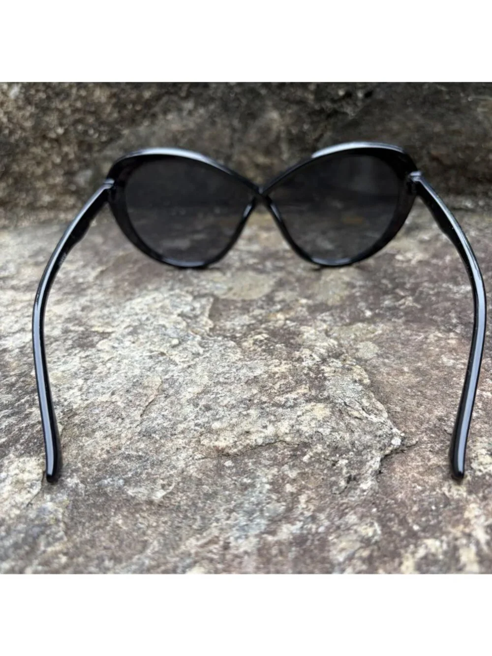 Crossover Bridge Infinity Sunglasses Glossy Black Oversized Butterfly Cat Eye